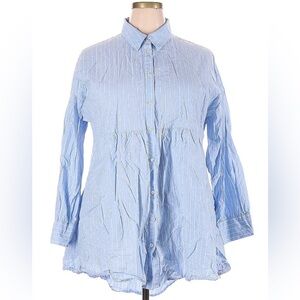 Zara XXL long sleeve button down blue and pink strips
